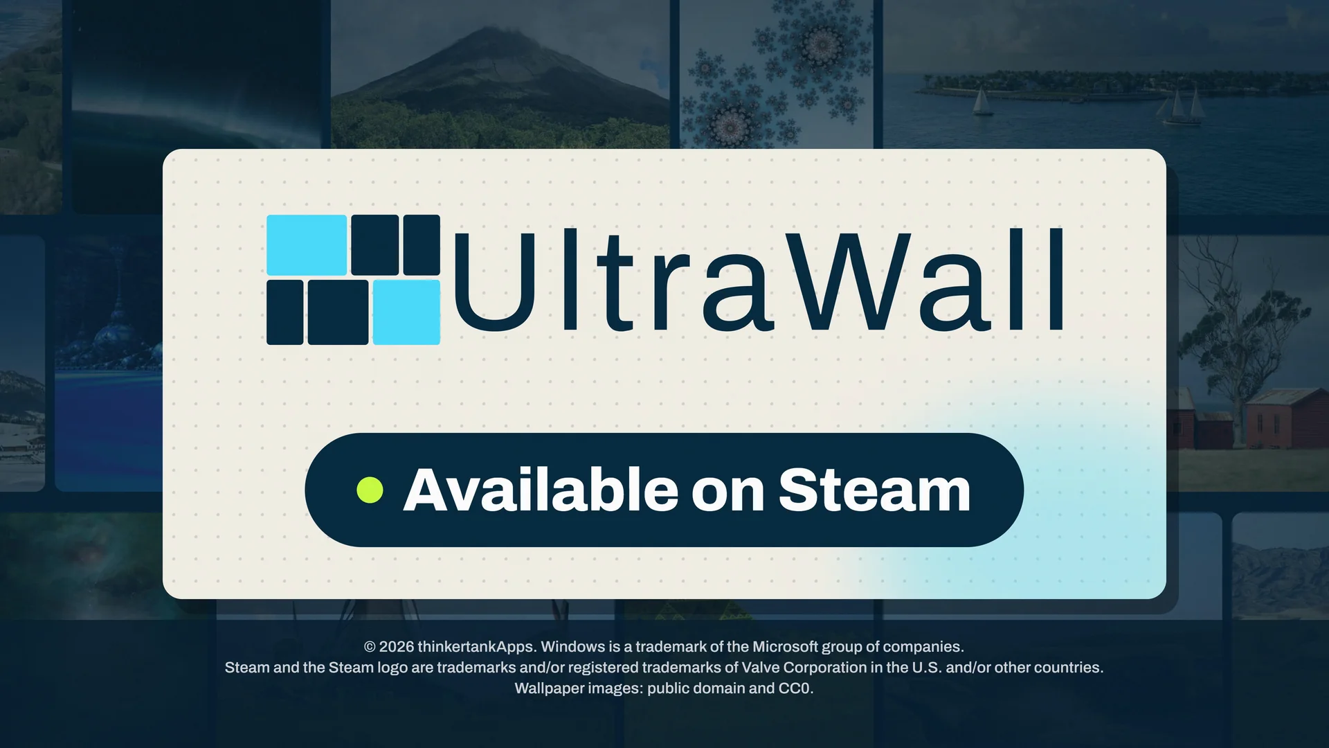 UltraWall end card: the UltraWall logo above an Available on Steam badge
